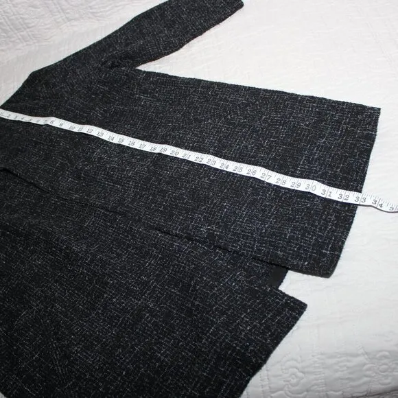 Eileen Fisher Womens Wool Tweed Open front Jacket Black and White Size 1X