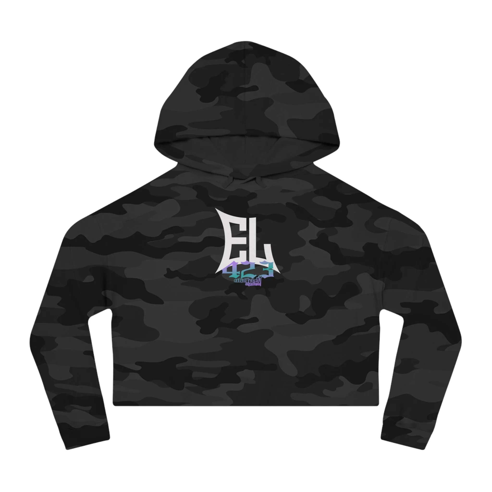 EL423 Purple Teal Bold/ Cropped Hoodie