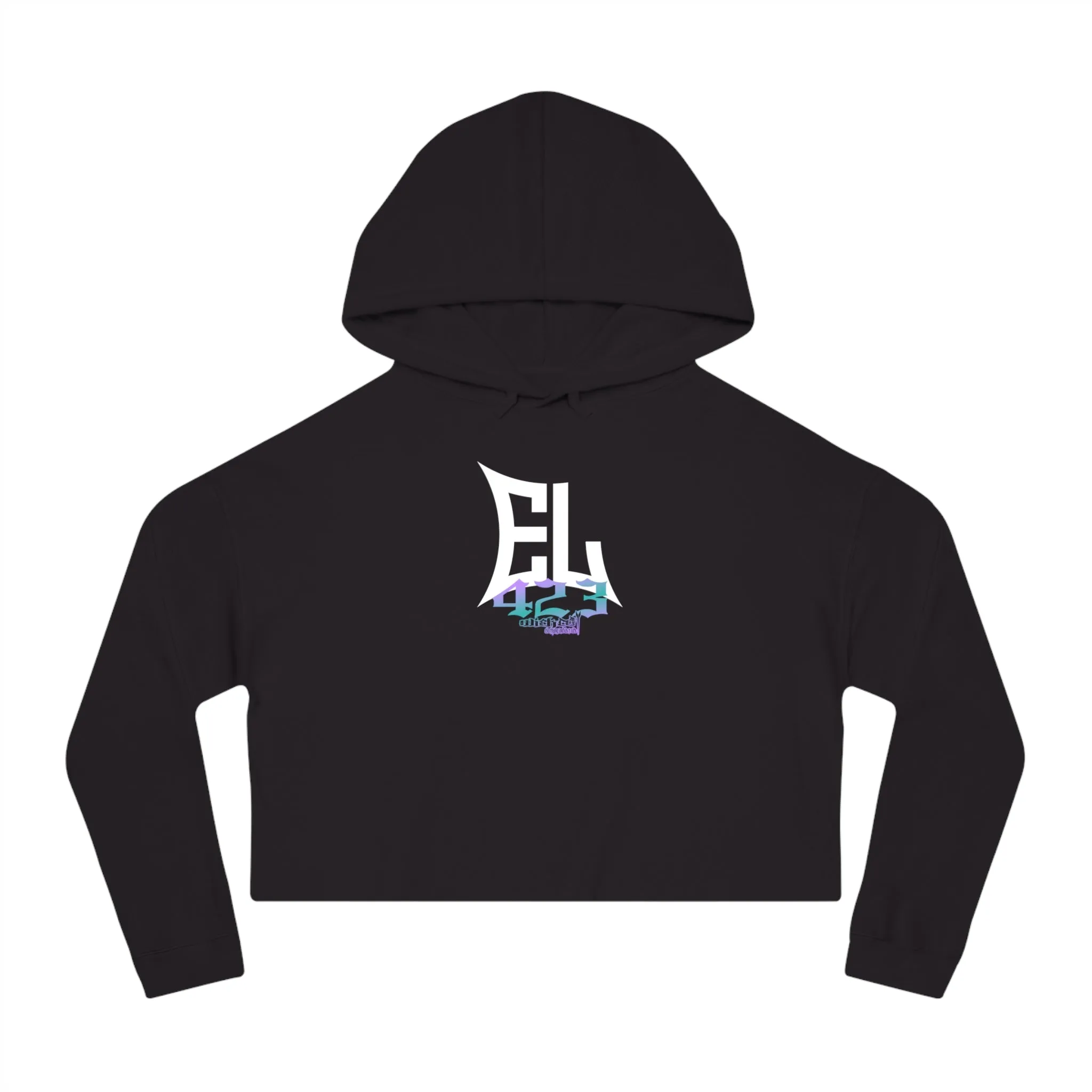 EL423 Purple Teal Bold/ Cropped Hoodie