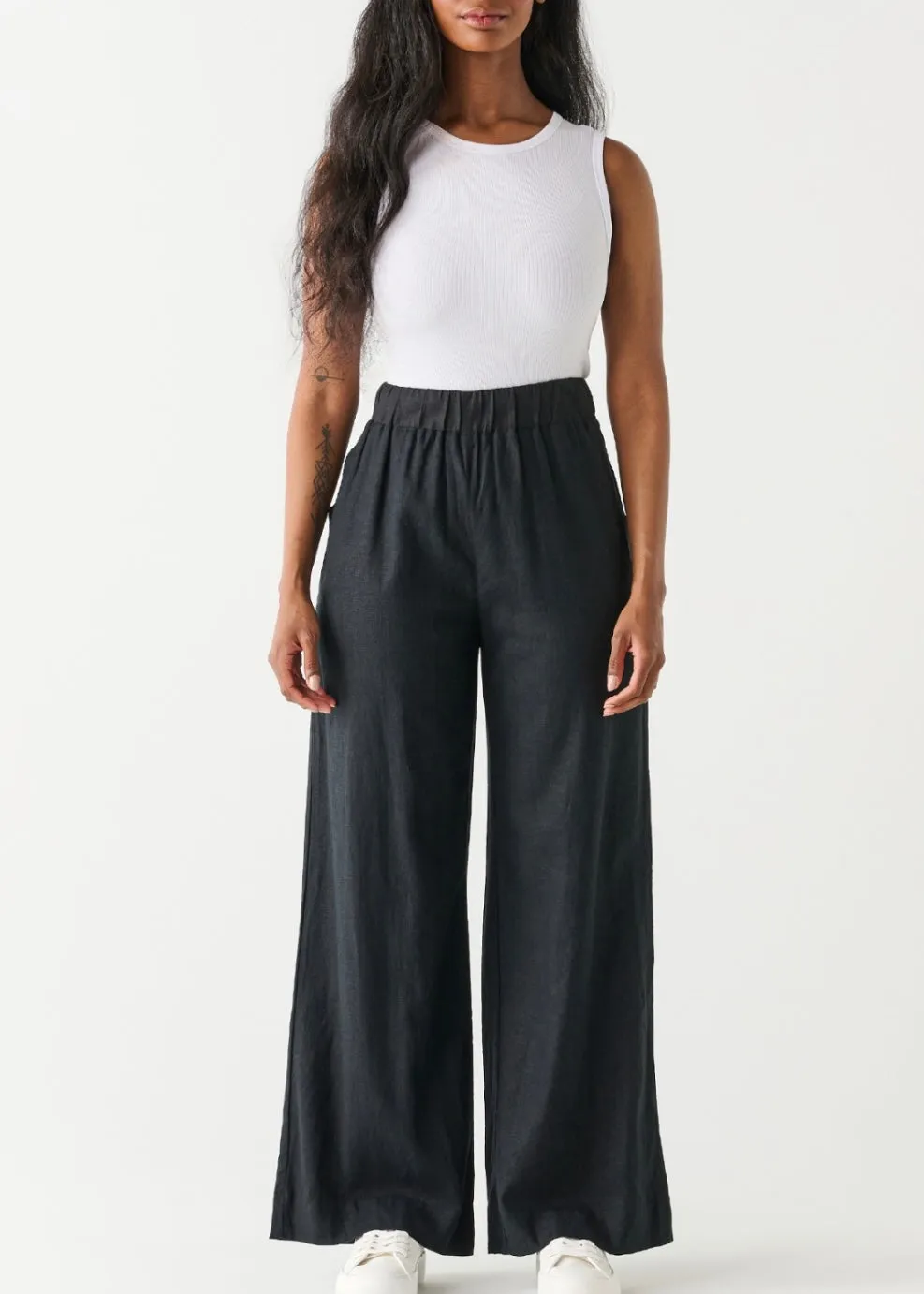 Elastic Waist Wide Leg Pant