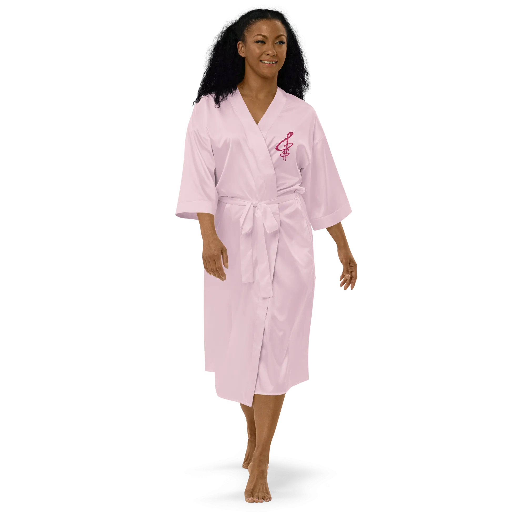 Embroidered Satin Robe