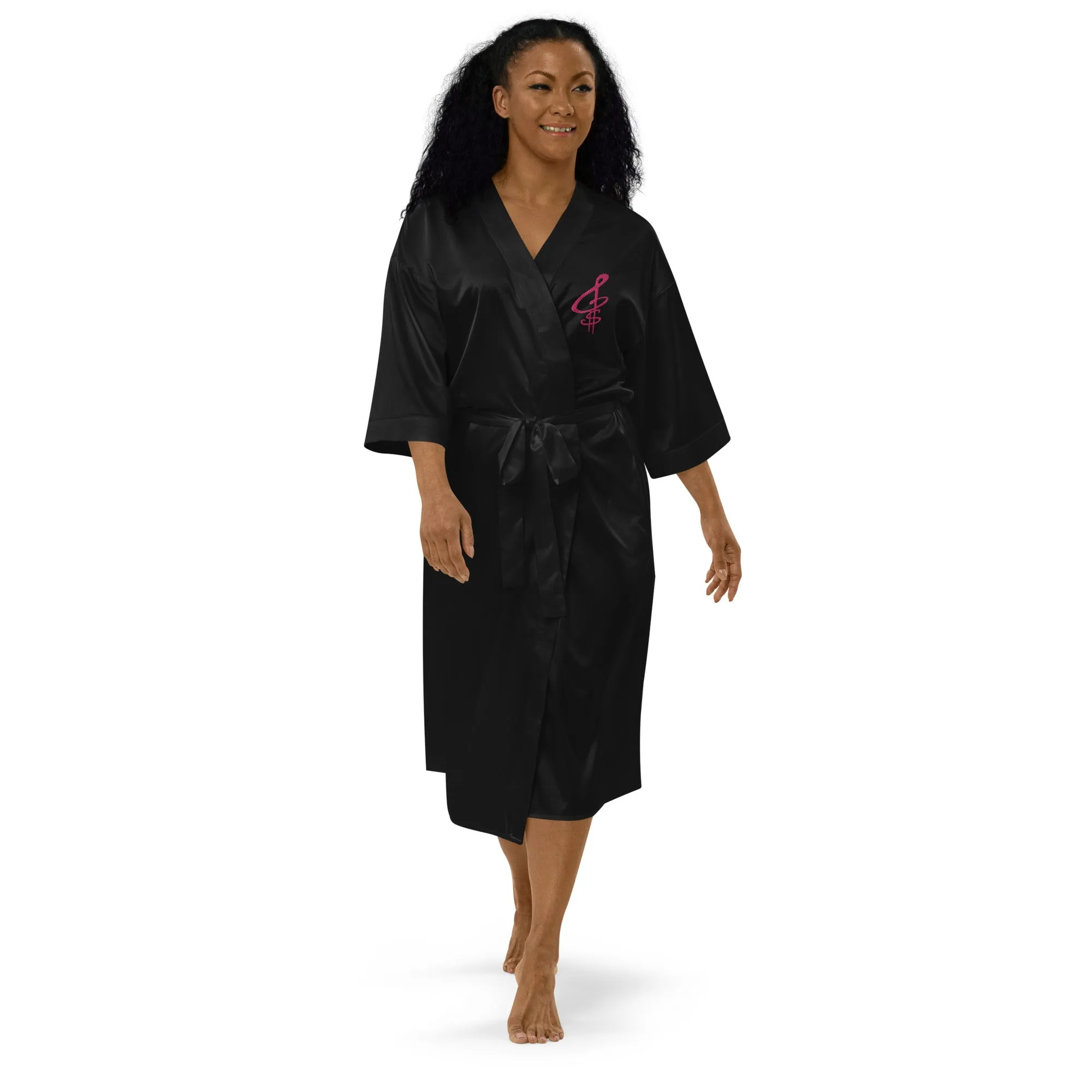 Embroidered Satin Robe