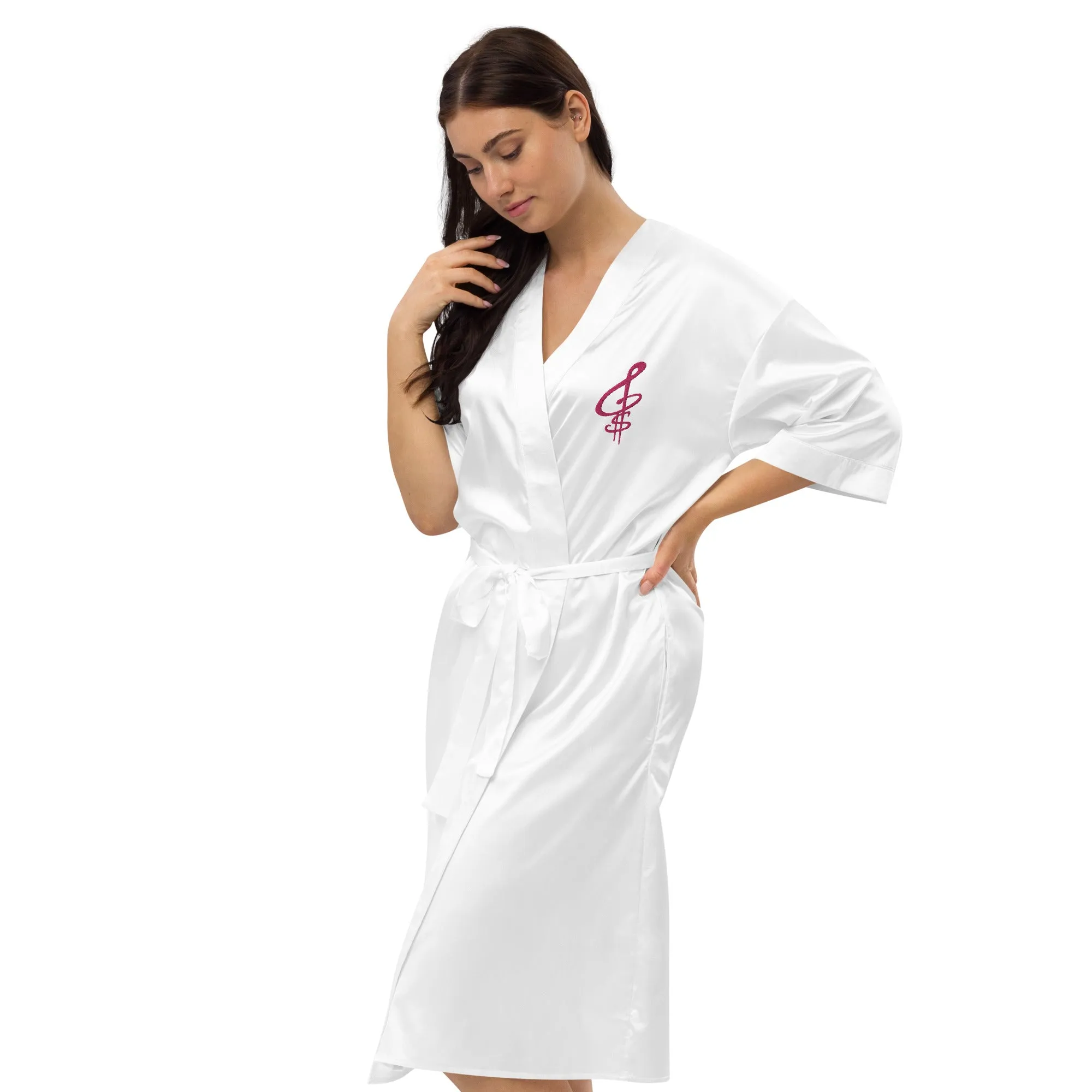 Embroidered Satin Robe