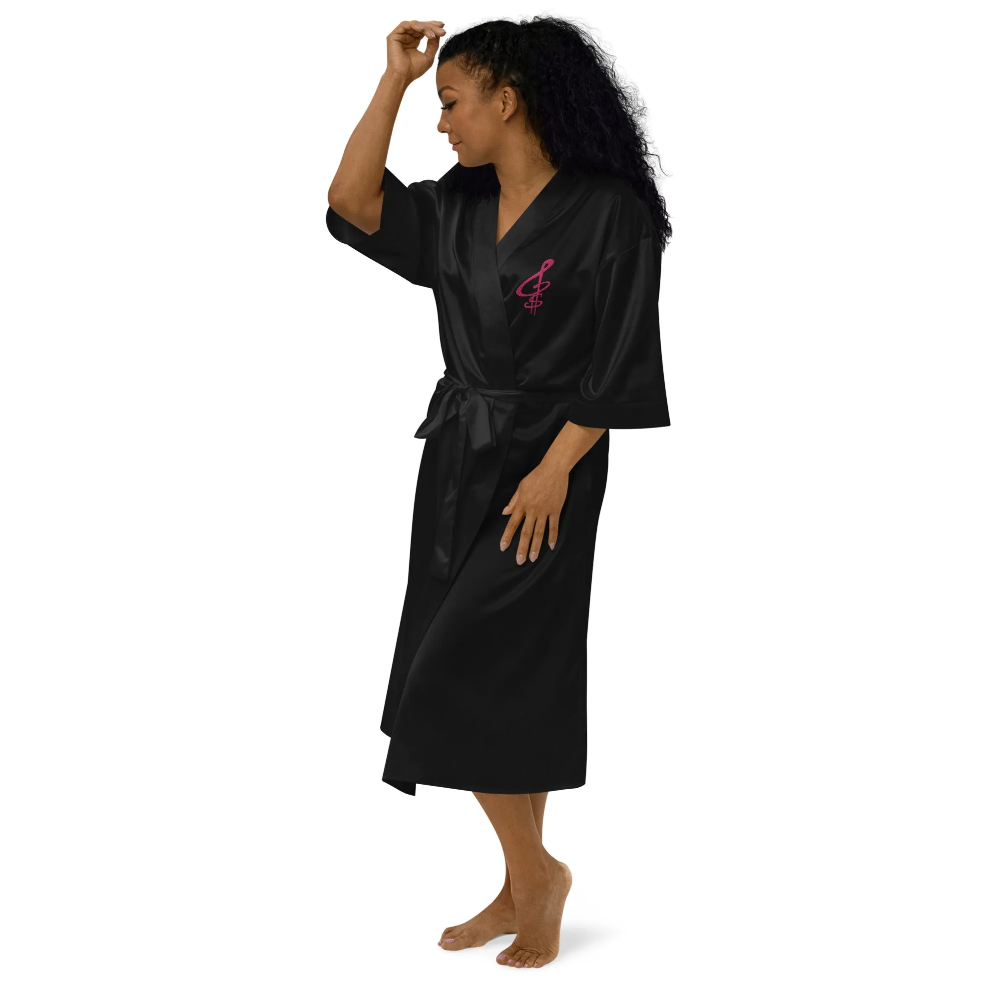 Embroidered Satin Robe