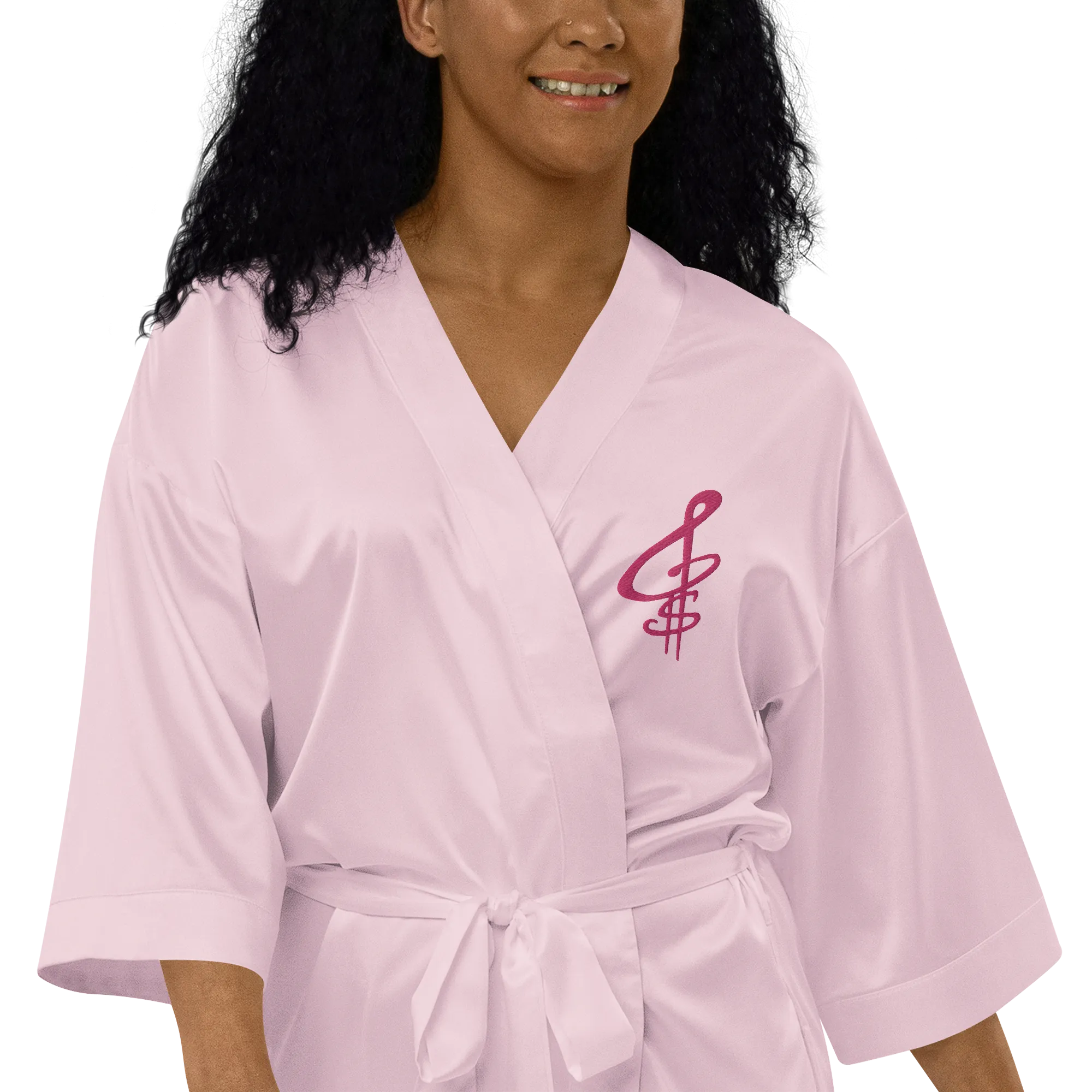 Embroidered Satin Robe