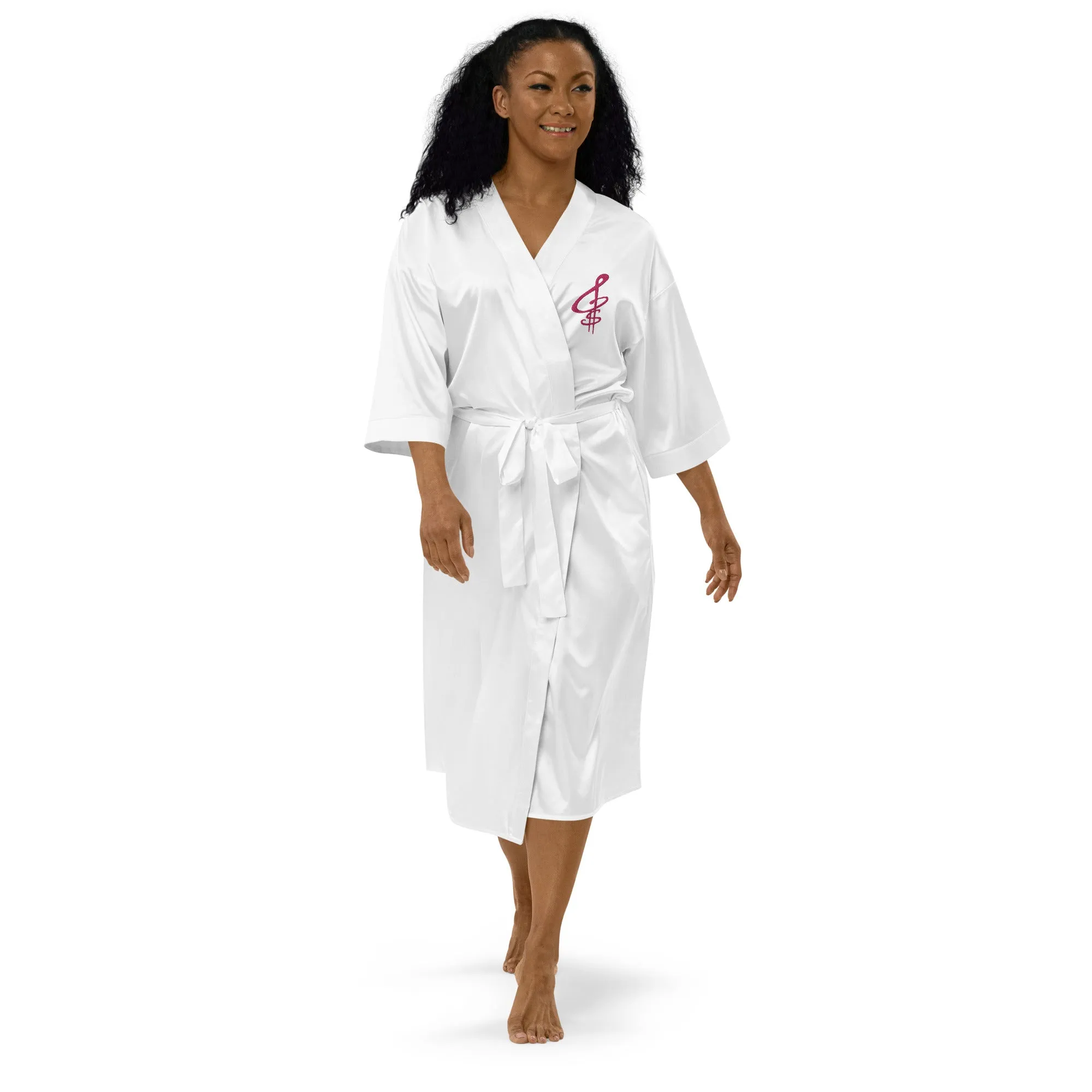Embroidered Satin Robe
