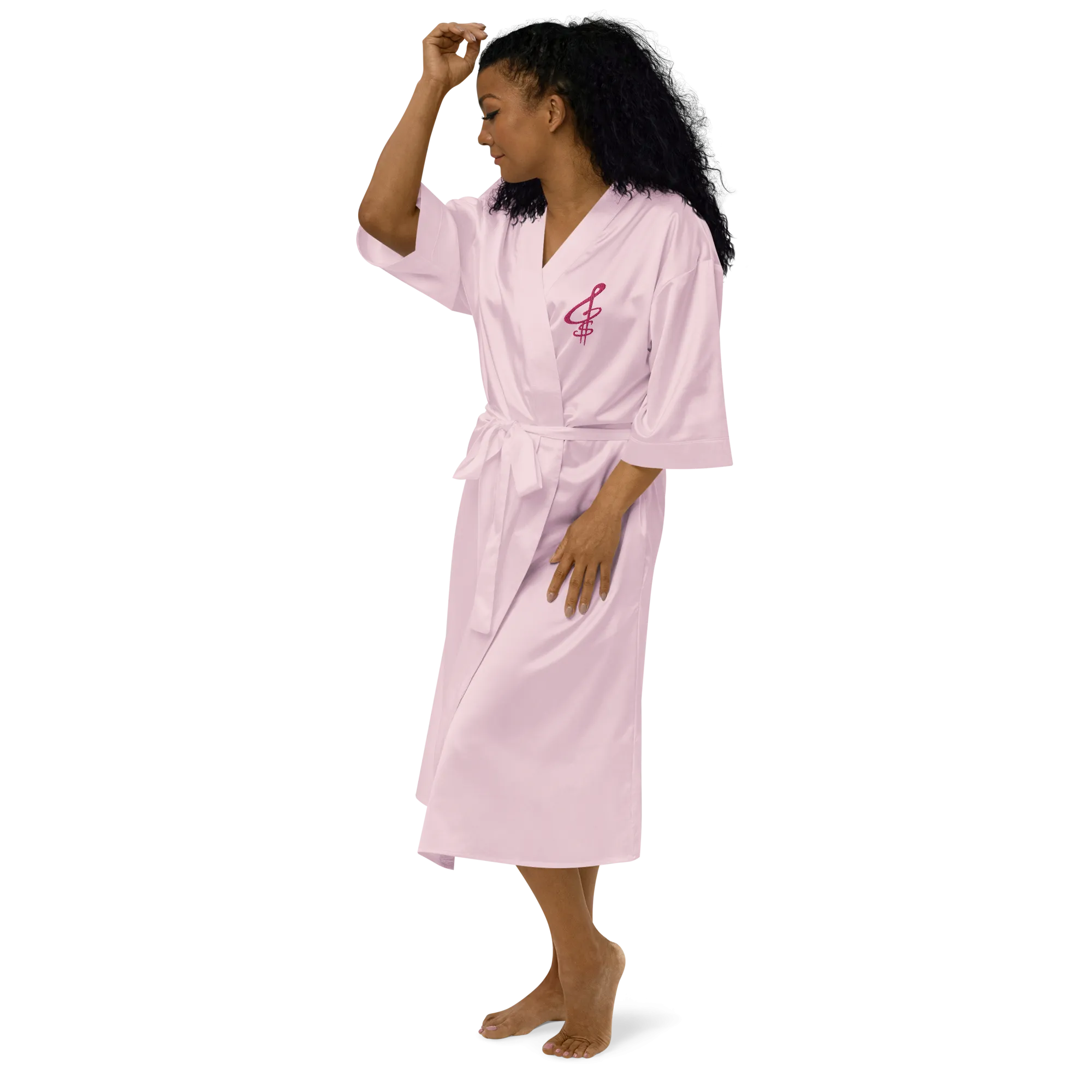 Embroidered Satin Robe