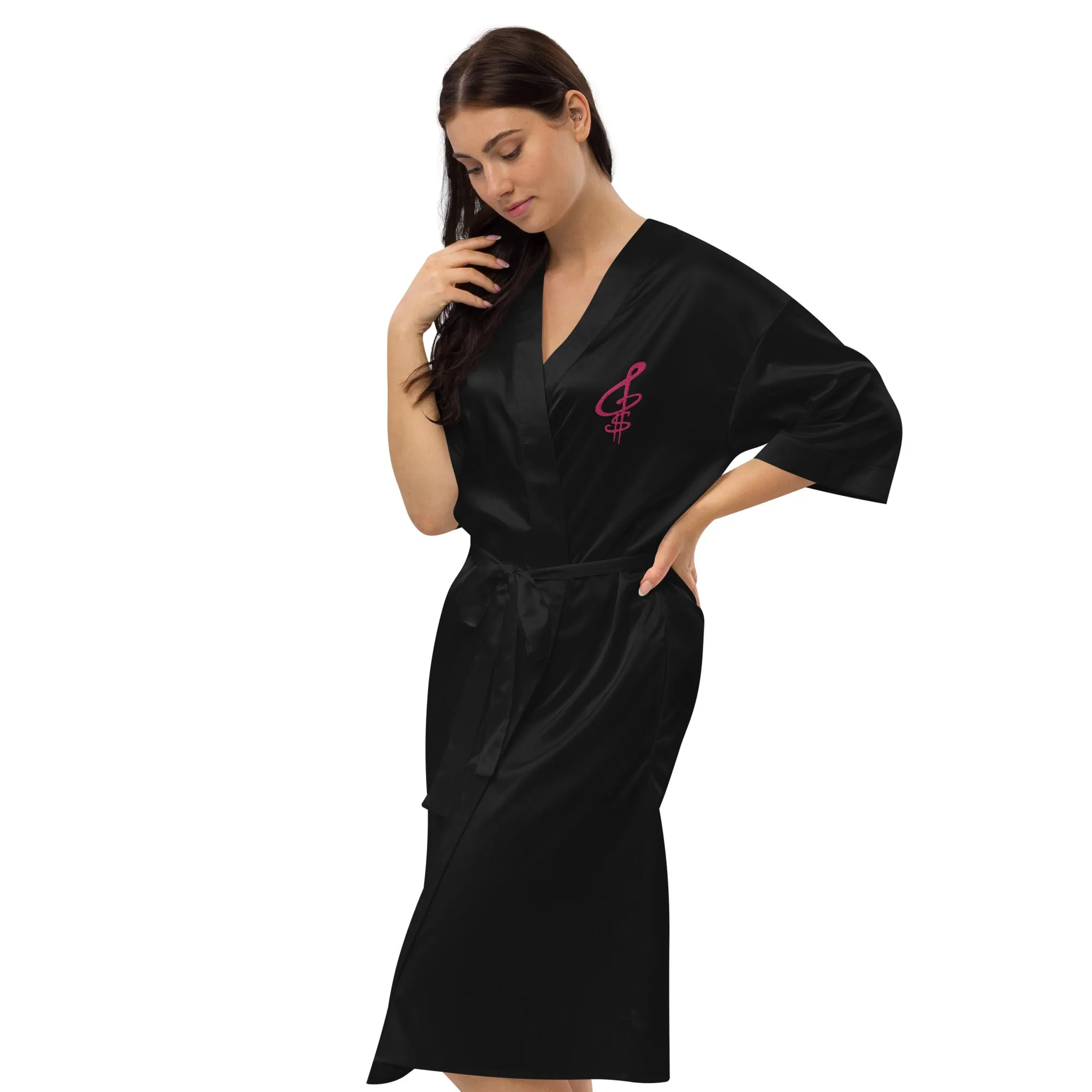 Embroidered Satin Robe