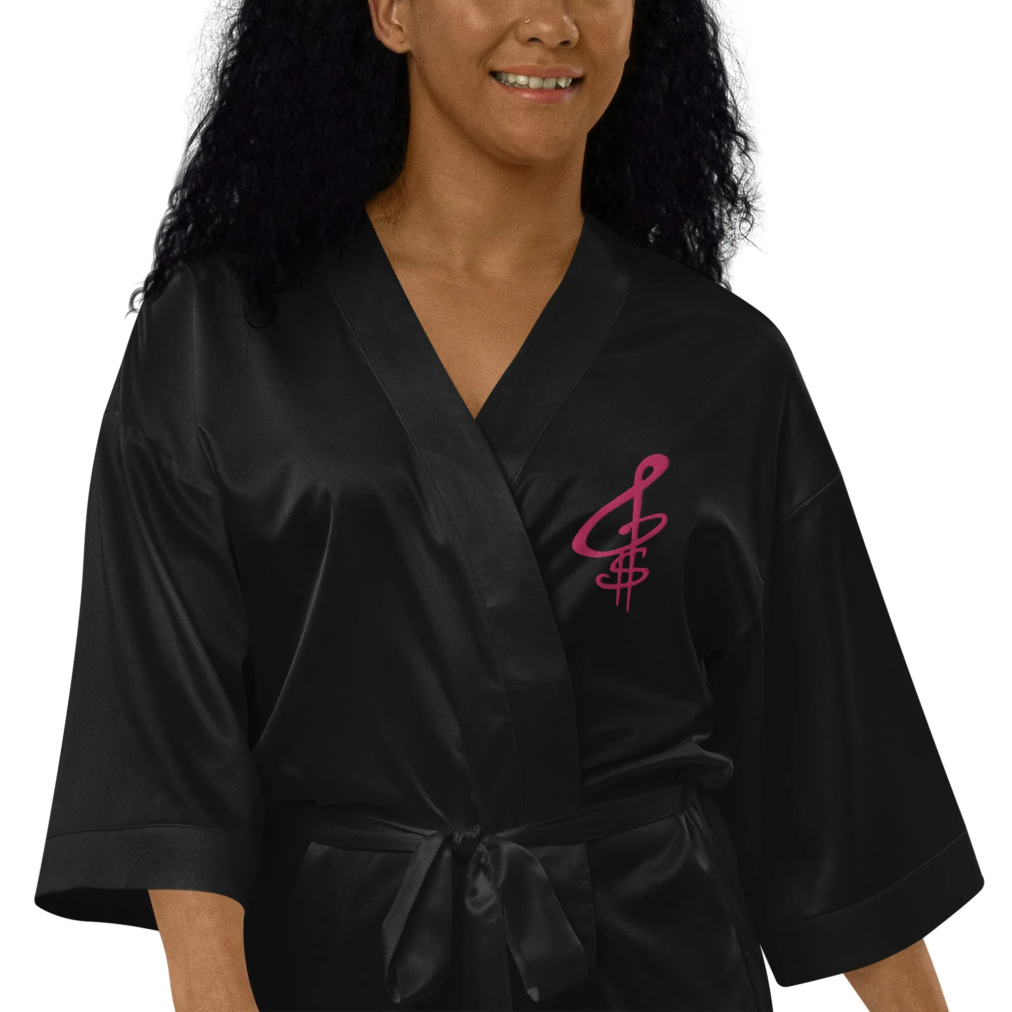 Embroidered Satin Robe