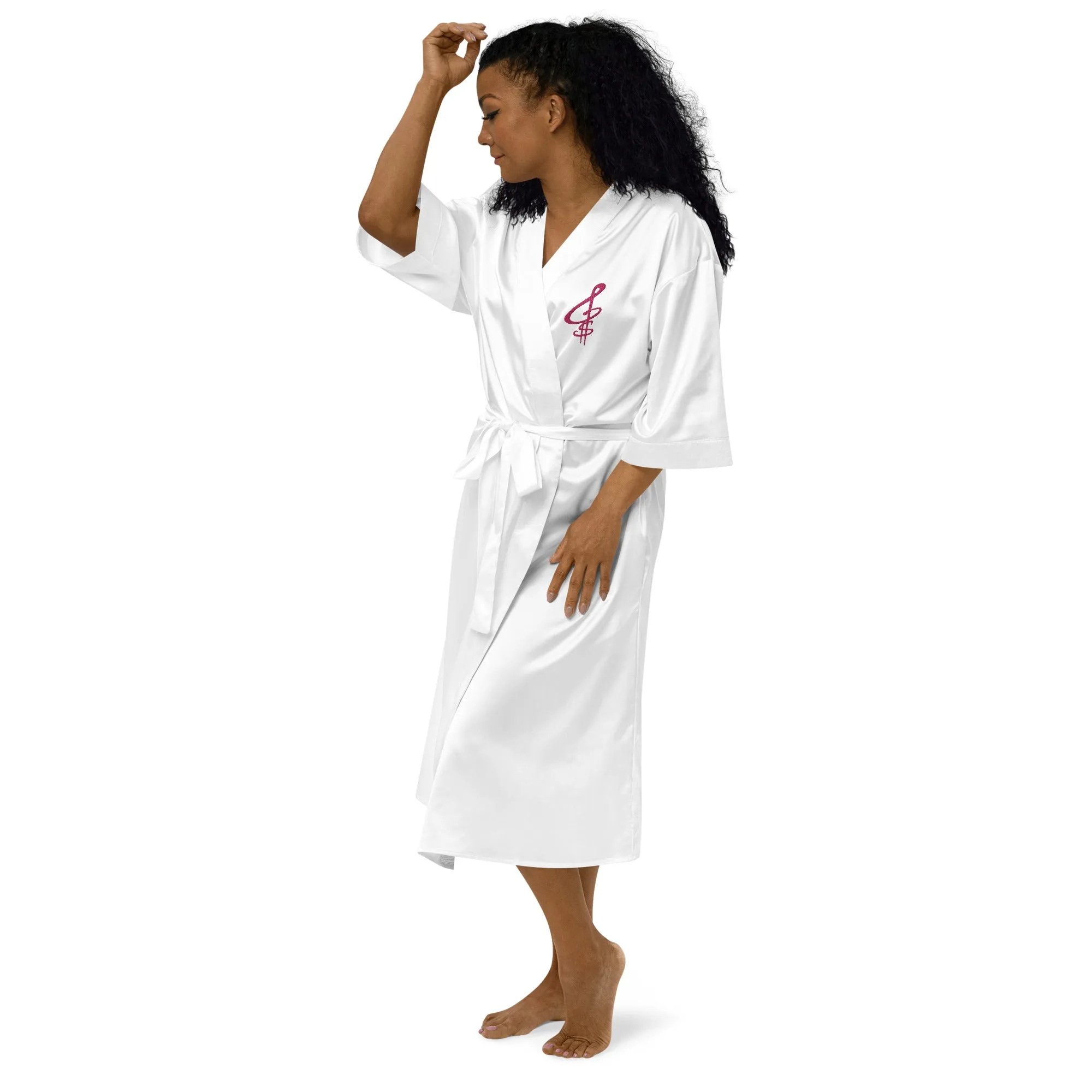 Embroidered Satin Robe