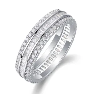 Emerald Cut Diamond Three Layer Wedding Band