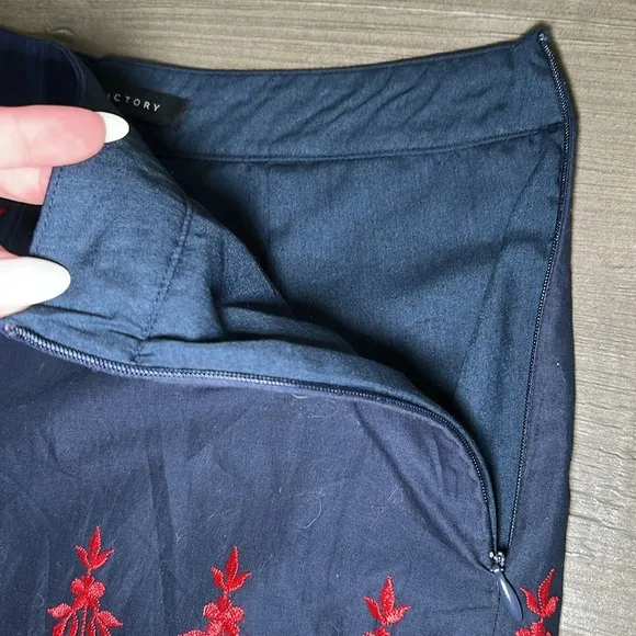 English Factory Embroidered Navy and Red Women's Shorts
