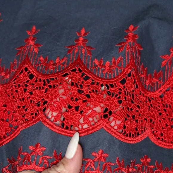 English Factory Embroidered Navy and Red Women's Shorts