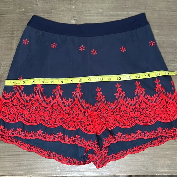 English Factory Embroidered Navy and Red Women's Shorts