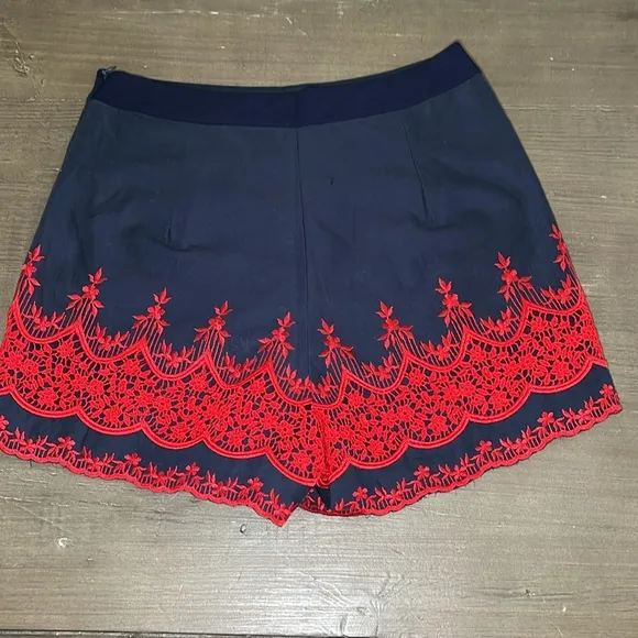 English Factory Embroidered Navy and Red Women's Shorts
