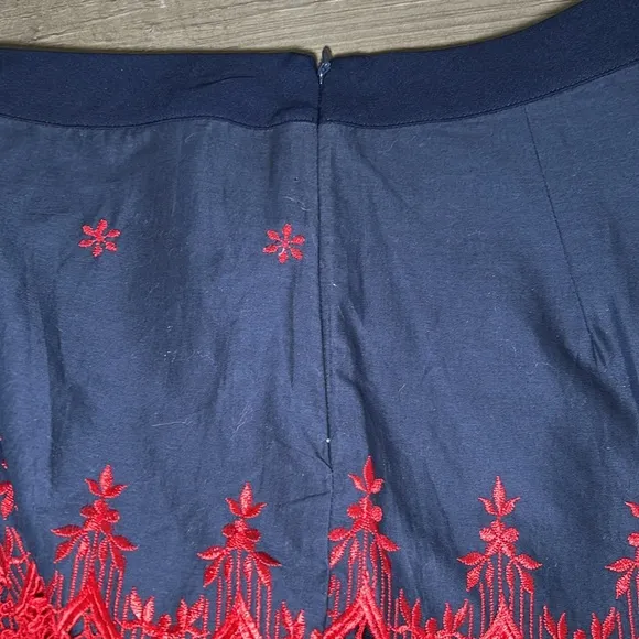 English Factory Embroidered Navy and Red Women's Shorts