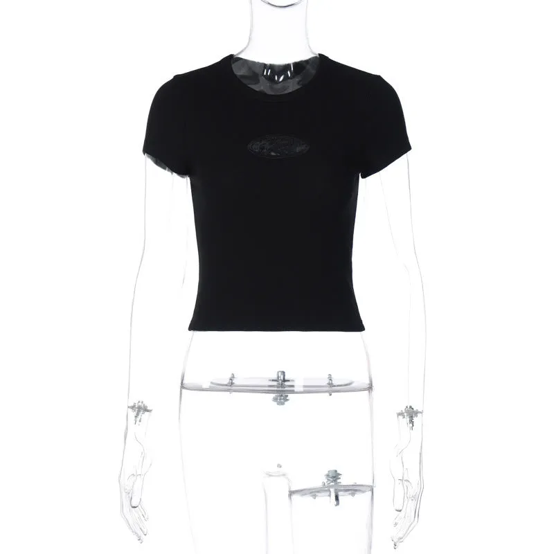 European And American-Style Women's Clothing2023Summer New American Hot Girl Style Slim Fit Slimming Fashionable All-Match Navel ExposedTT-shirt Top