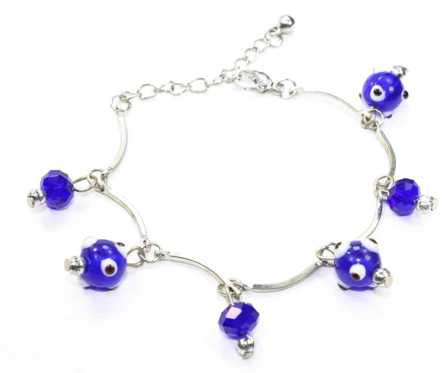 Evil Eye Beads & Blue Crystal Bracelet