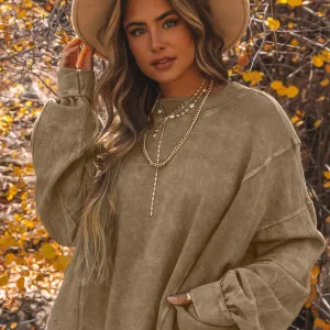 Exposed Seam Twisted V-Neck Sweatshirt