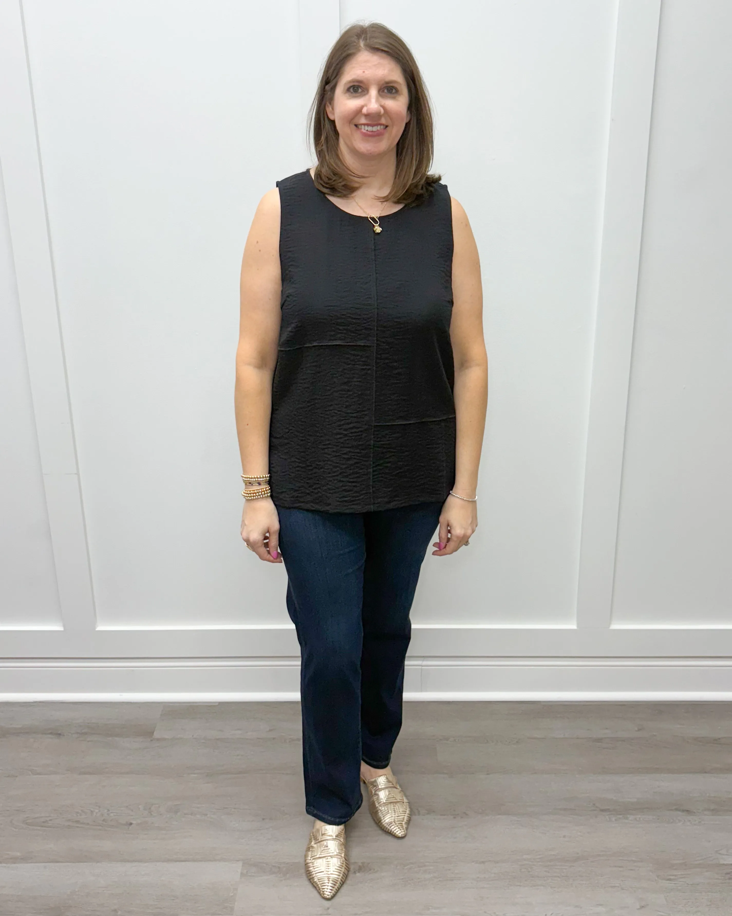 Express Travel Pieced Tunic Tank - Black