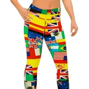 Fashionable Mid-Waisted Flag Print Slimming Women's Leggings - M