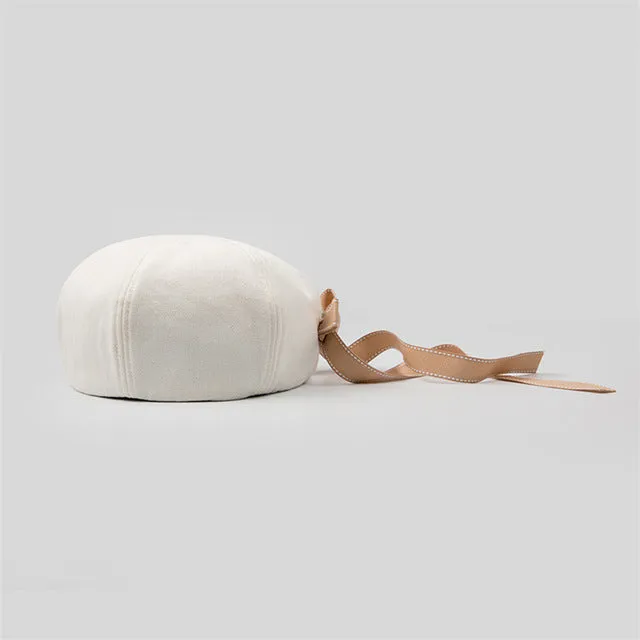 Fashionable Women's Retro Dome Octagonal Hat with Cute Bow