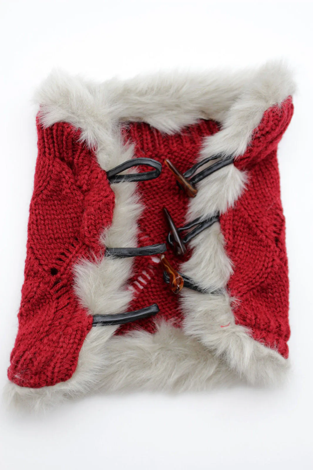 Faux Fur Fabric Slip On Pair Warmer Knit Boot Toppers