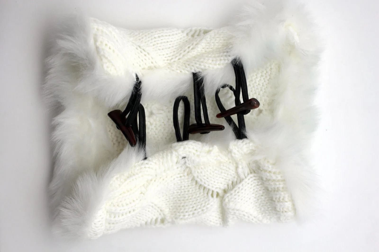 Faux Fur Fabric Slip On Pair Warmer Knit Boot Toppers