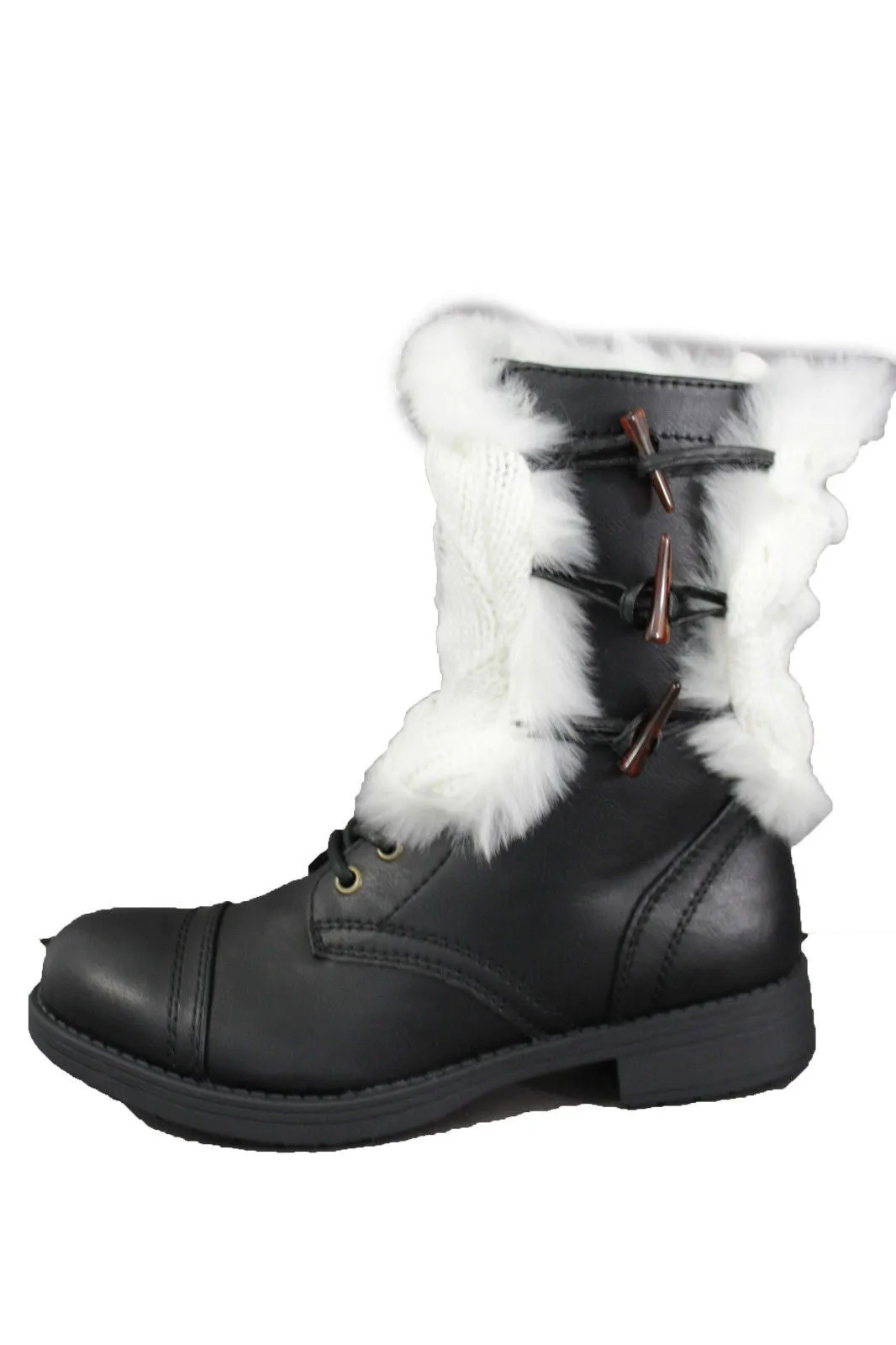 Faux Fur Fabric Slip On Pair Warmer Knit Boot Toppers