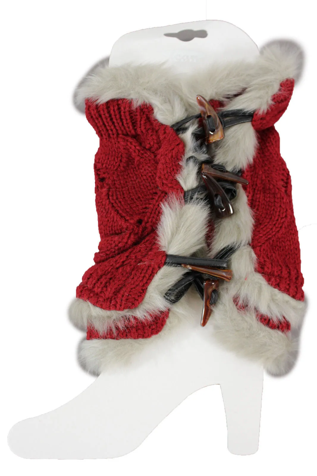 Faux Fur Fabric Slip On Pair Warmer Knit Boot Toppers