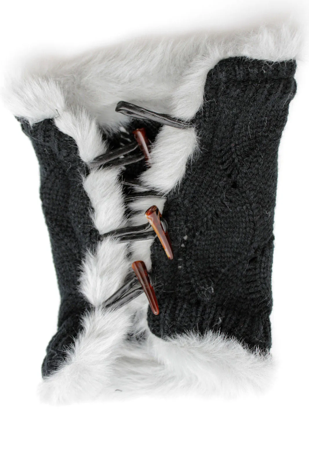 Faux Fur Fabric Slip On Pair Warmer Knit Boot Toppers