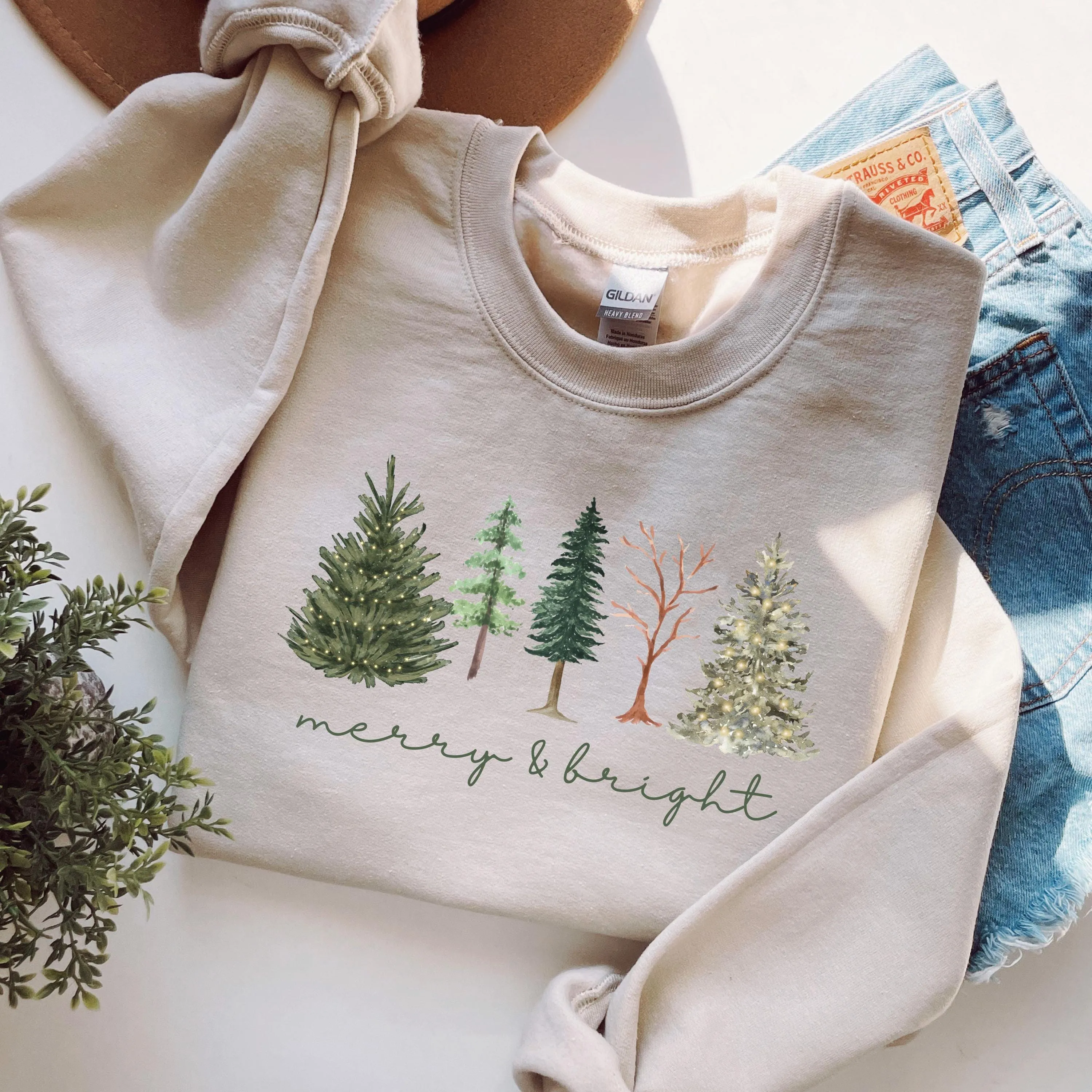 Festive Five Christmas Tree Womens Crewneck Shirt