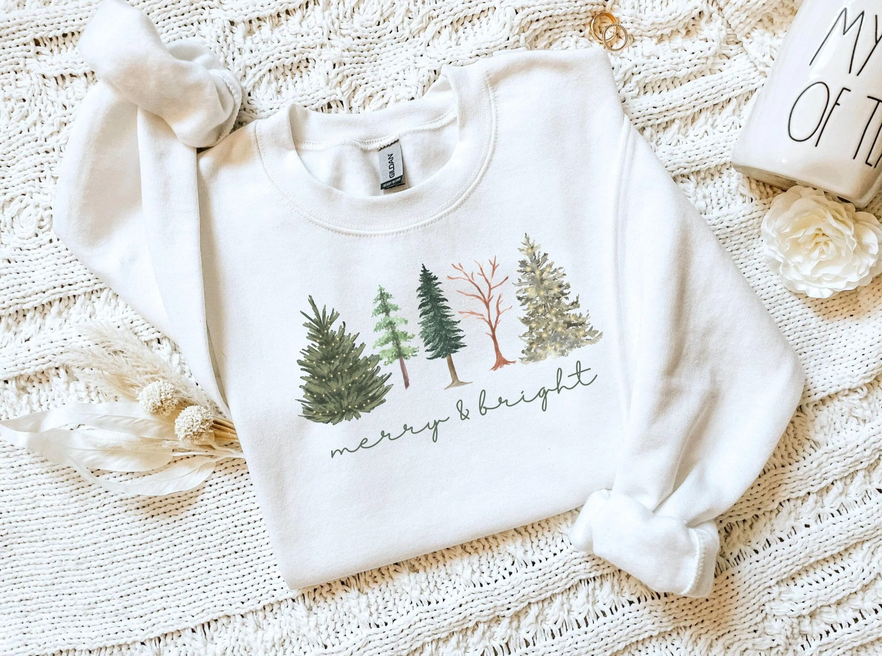 Festive Five Christmas Tree Womens Crewneck Shirt