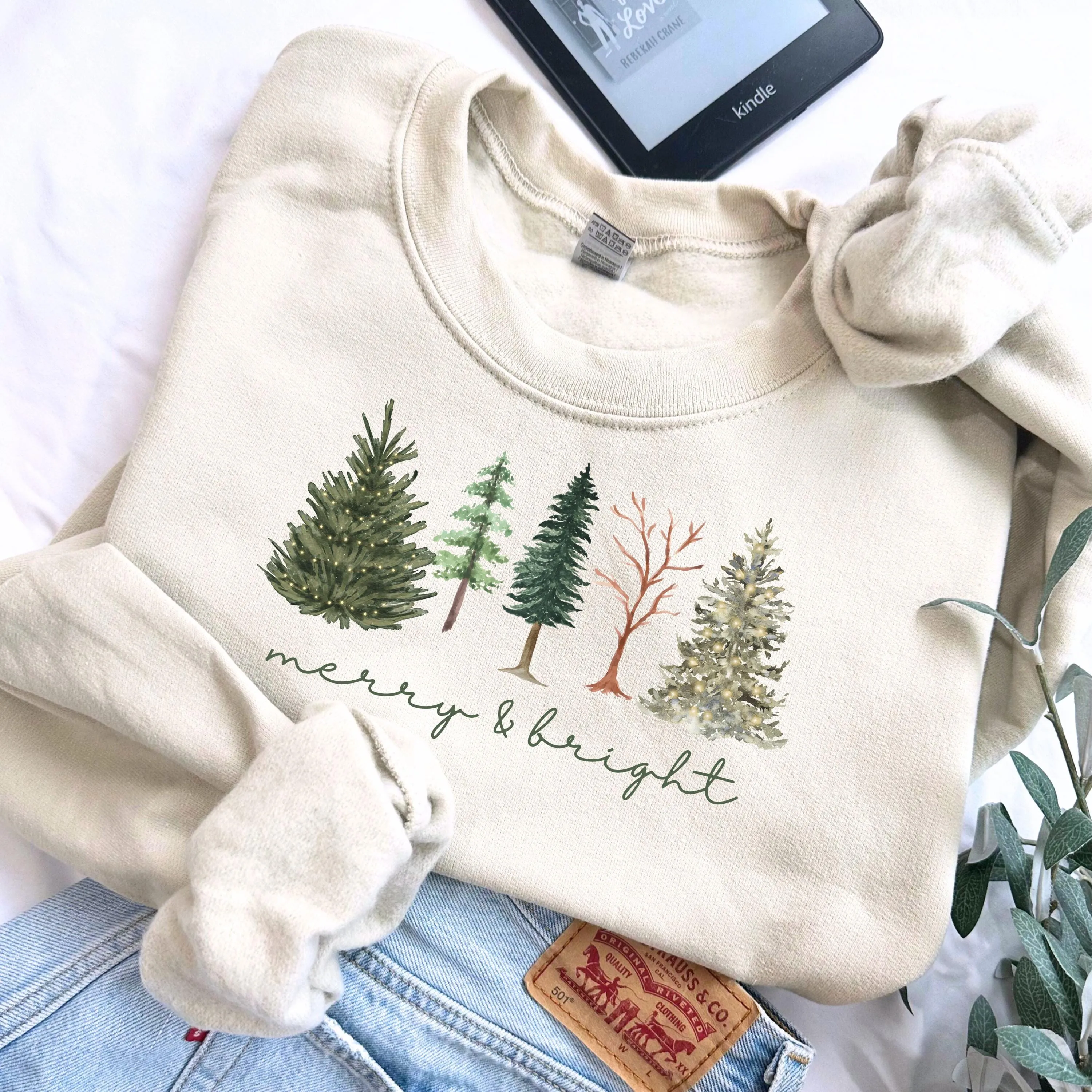 Festive Five Christmas Tree Womens Crewneck Shirt