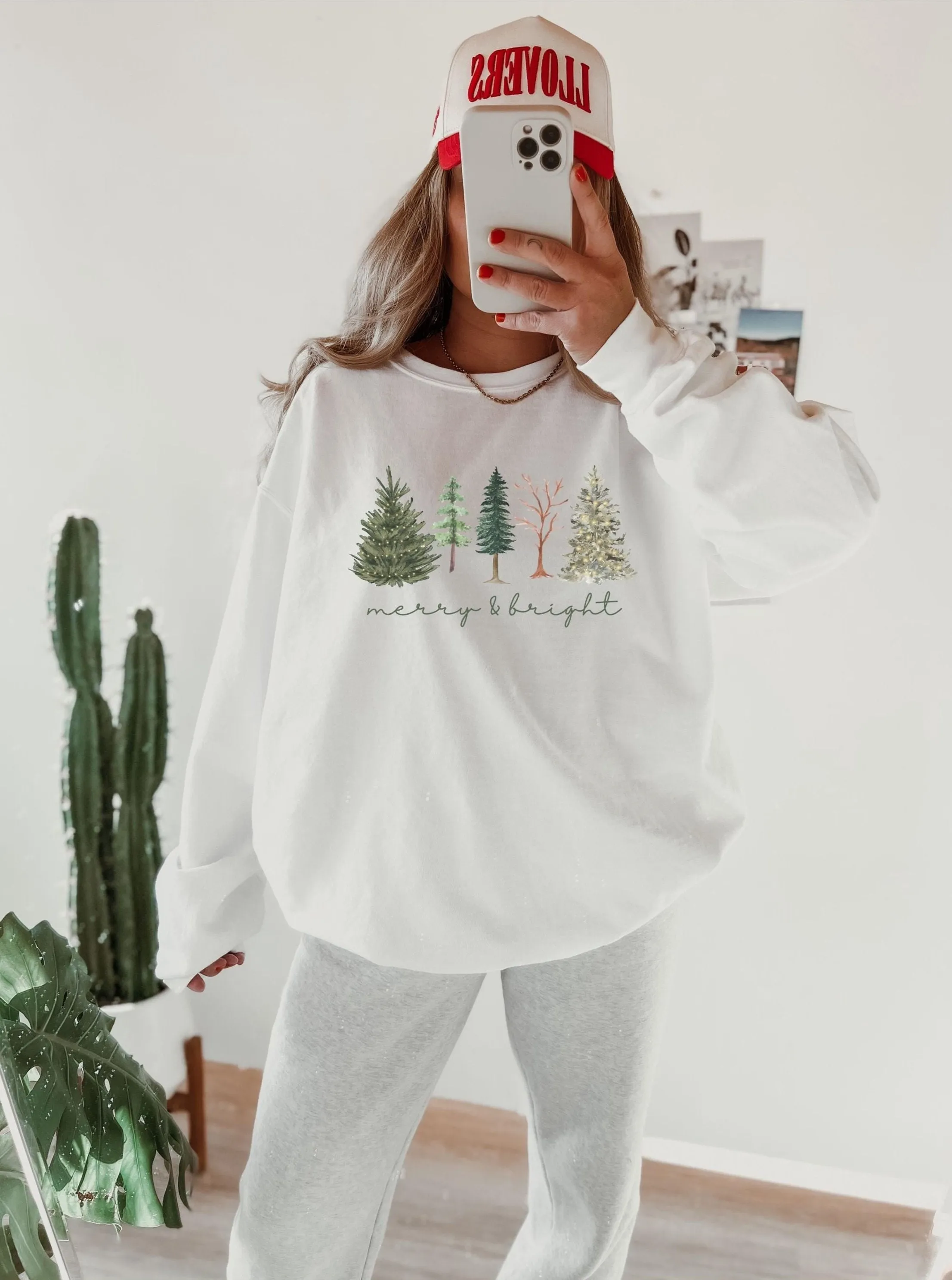 Festive Five Christmas Tree Womens Crewneck Shirt