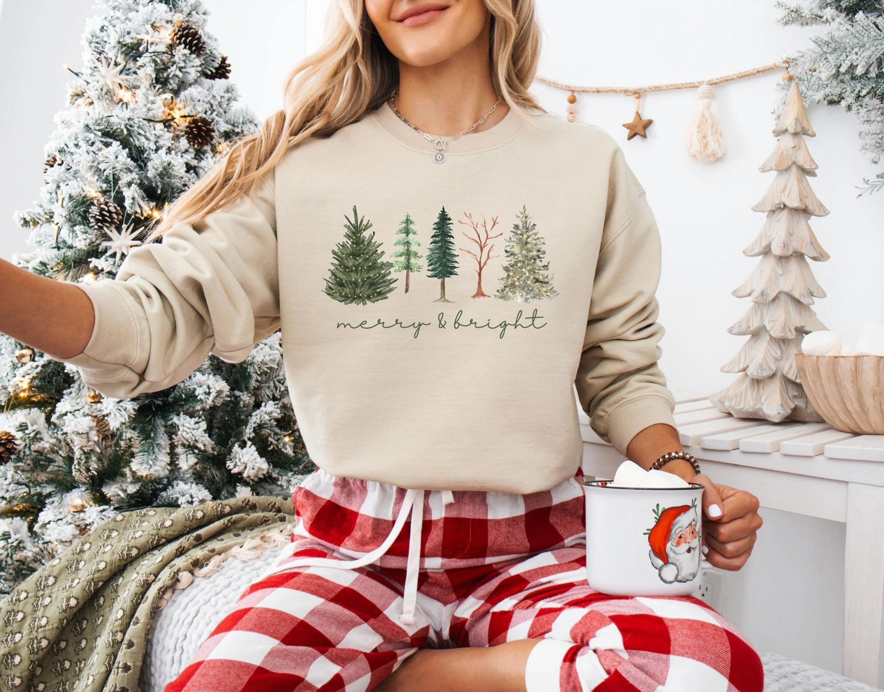 Festive Five Christmas Tree Womens Crewneck Shirt