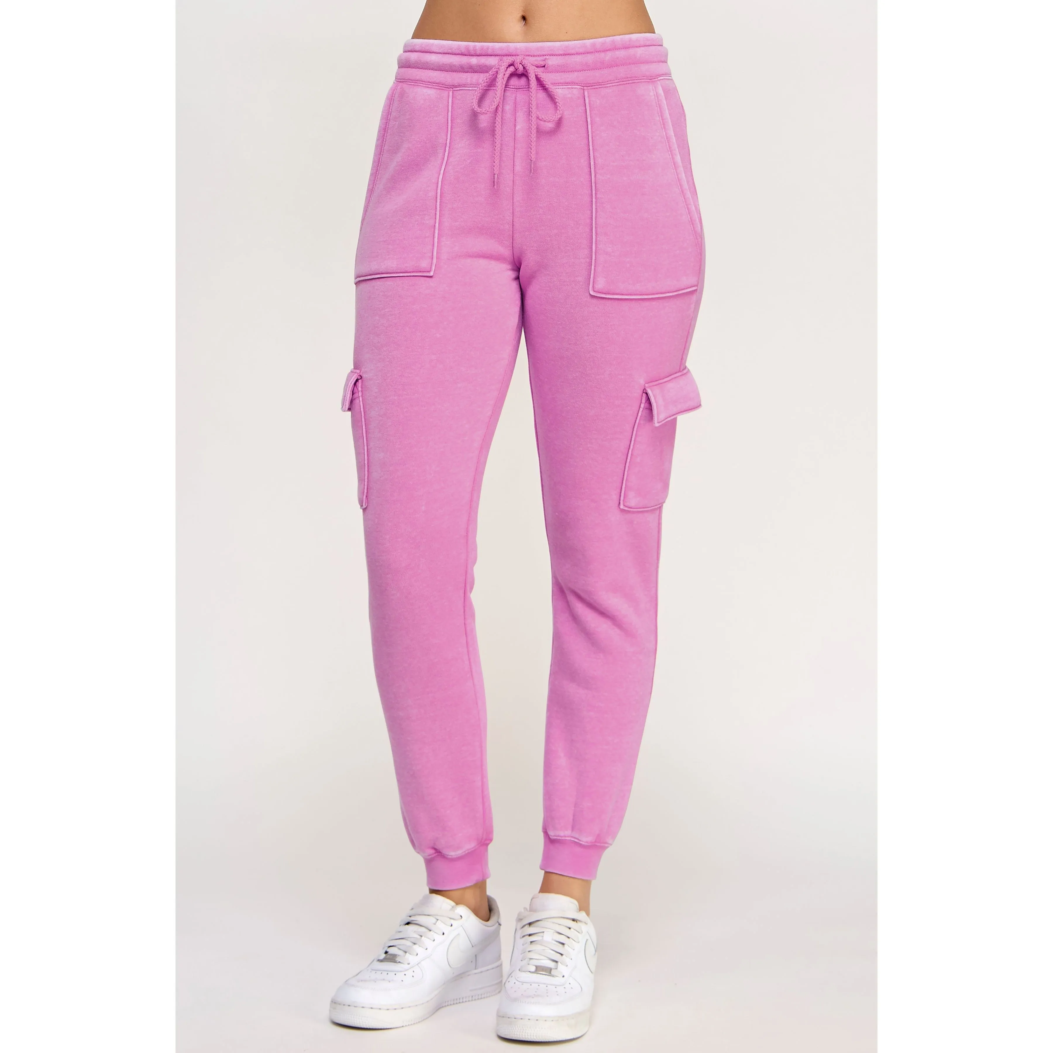 Fleece Burnout High Rise Cargo Jogger