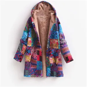 Floral Haven™ | Women's Cozy Hooded Fleece Coat | Soft Fabric, Floral Print, Warm & Comfortable Design