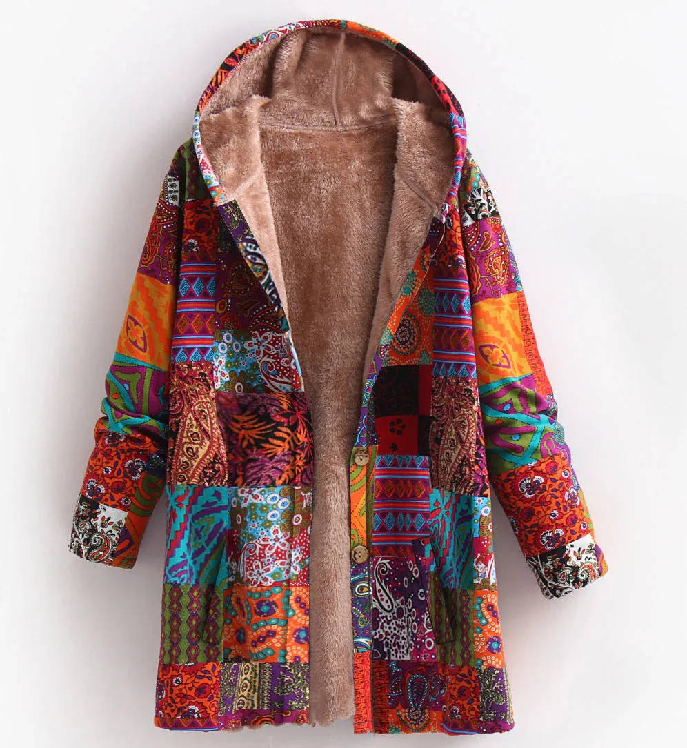 Floral Haven™ | Women's Cozy Hooded Fleece Coat | Soft Fabric, Floral Print, Warm & Comfortable Design