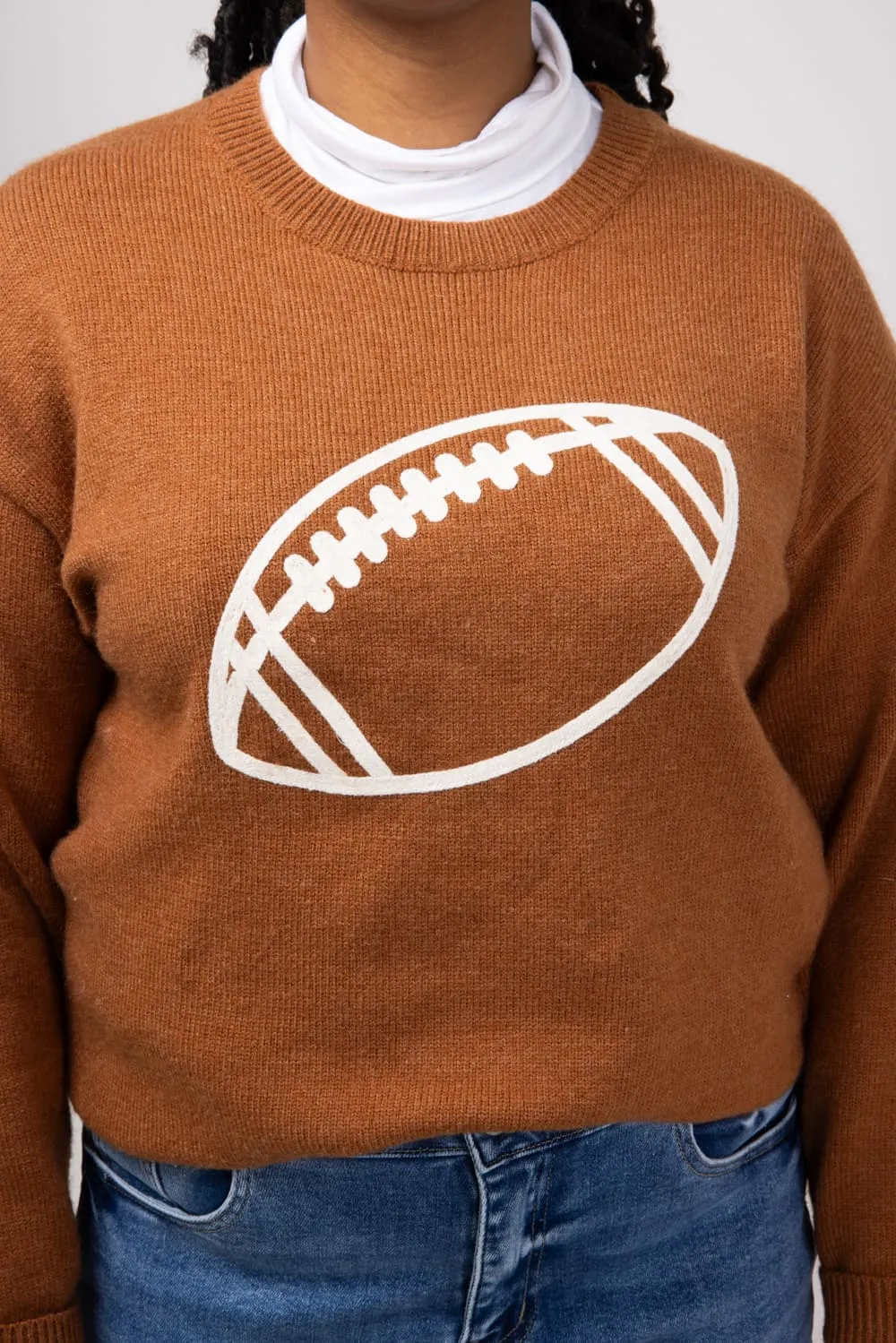 Football Knit Sweater for Women in Brown | GW22FB-BRN