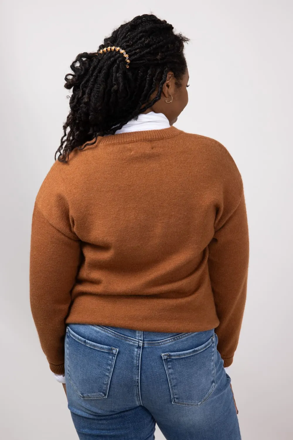 Football Knit Sweater for Women in Brown | GW22FB-BRN