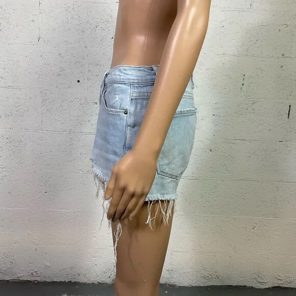 FRAME Le Cutoff Hurrah Light Wash Blue Denim Jean Shorts 26