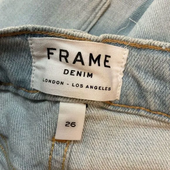 FRAME Le Cutoff Hurrah Light Wash Blue Denim Jean Shorts 26