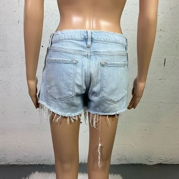 FRAME Le Cutoff Hurrah Light Wash Blue Denim Jean Shorts 26