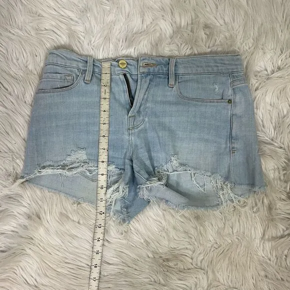 FRAME Le Cutoff Hurrah Light Wash Blue Denim Jean Shorts 26