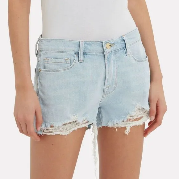 FRAME Le Cutoff Hurrah Light Wash Blue Denim Jean Shorts 26