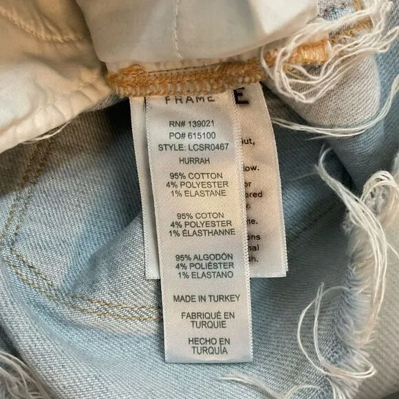 FRAME Le Cutoff Hurrah Light Wash Blue Denim Jean Shorts 26