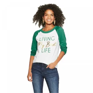 FREEZE Women's 3/4 Sleeve Living My Best Life Raglan Graphic T-Shirt
