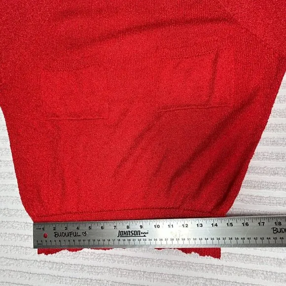 French Rags Women's Size 2 Pullover Sweater Hand Loomed Raglan Sleeve Bright Red