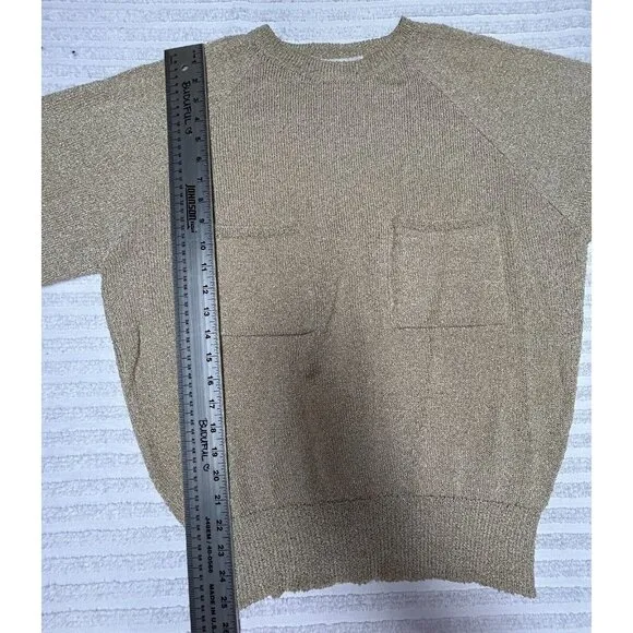 French Rags Women's Size 2 Pullover Sweater Rayon Hand Loomed Raglan Sleeve Tan